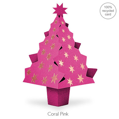 Coral Pink pop-up Christmas Tree card