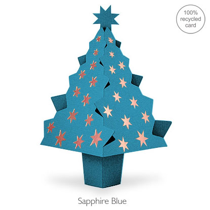 Sapphire Blue pop-up Christmas Tree card