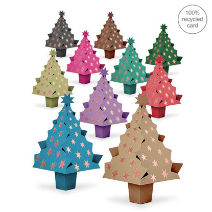 Pop-up Christmas Tree cards - mixed colours